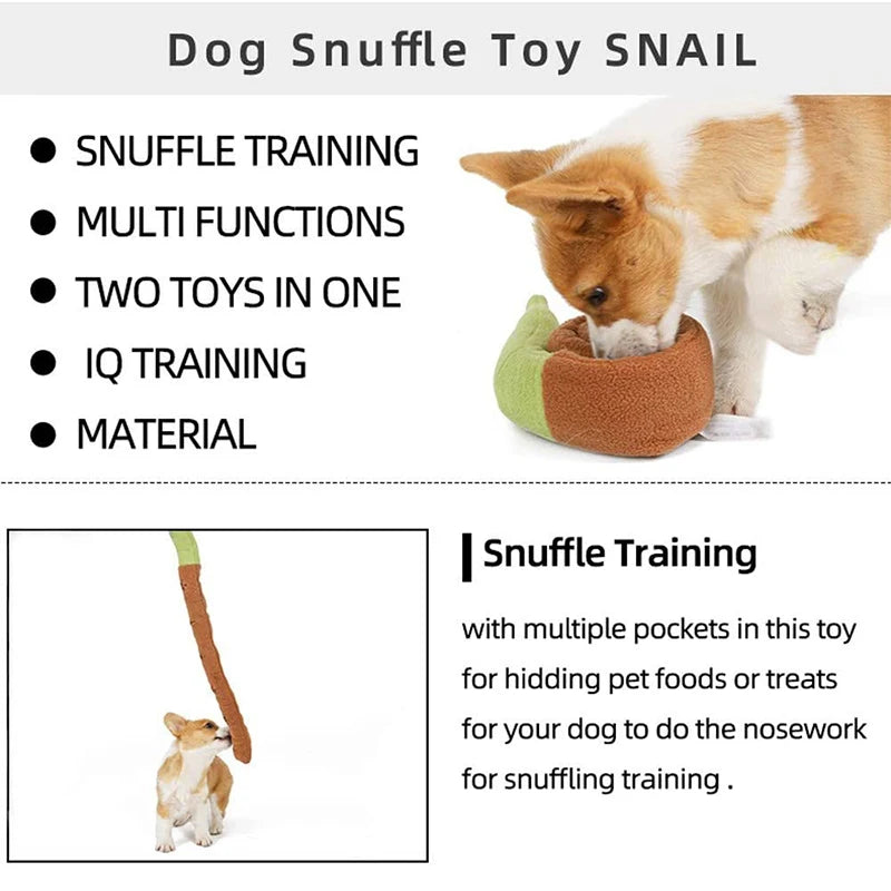 Interactive dog toy with hide food feature and vocalization for slow feeding