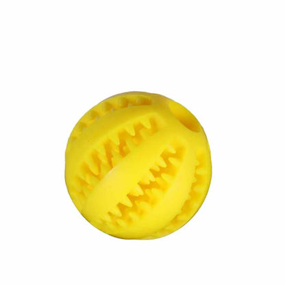 Natural rubber chew ball for dogs promoting dental hygiene and interactive pla